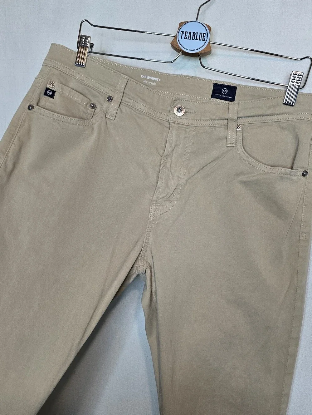 AG Adriano Goldschmied The Everett Slim Straight Jeans Khaki Stretch 33